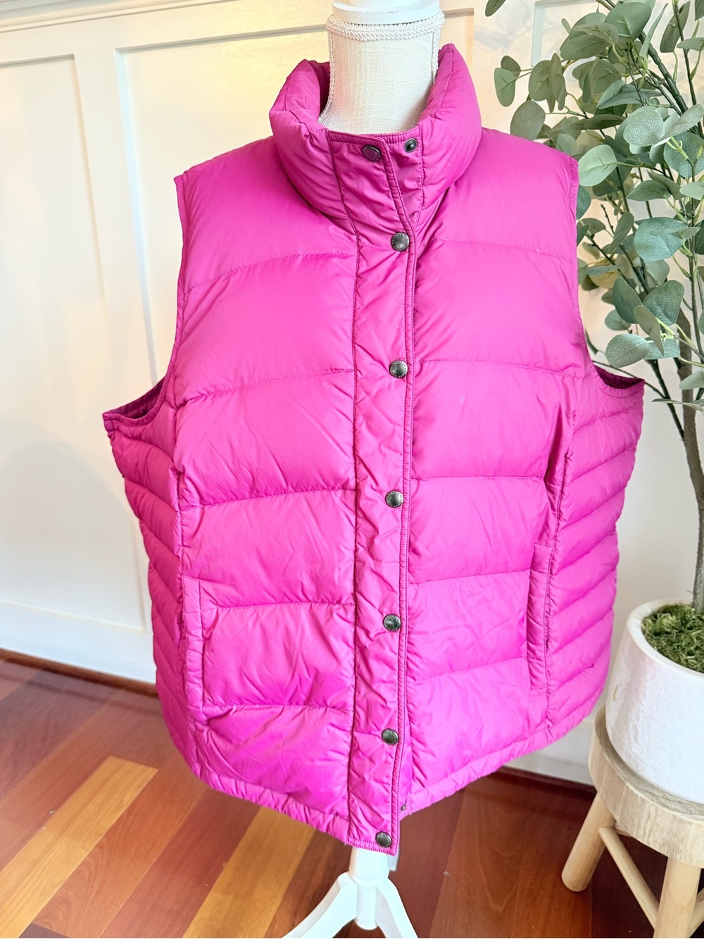 Lands' End Hot Pink Quilted Puffer Vest 2X